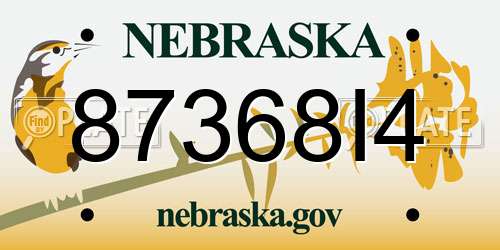 87368I4 Nebraska License Plate