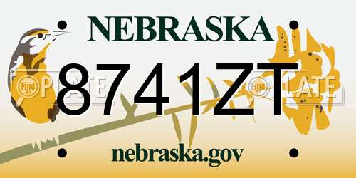 8741ZT Nebraska License Plate