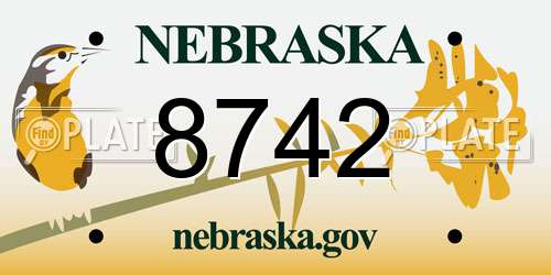 8742 Nebraska License Plate