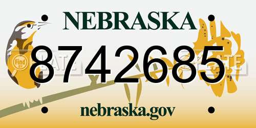 8742685 Nebraska License Plate
