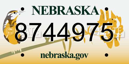 8744975 Nebraska License Plate