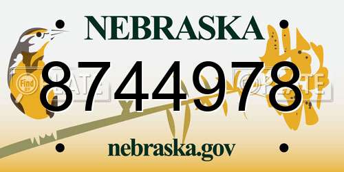 8744978 Nebraska License Plate