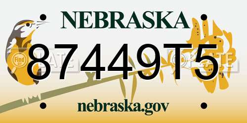 87449T5 Nebraska License Plate