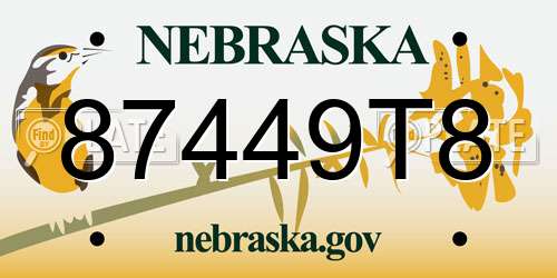 87449T8 Nebraska License Plate