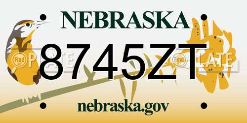 8745ZT Nebraska License Plate