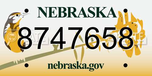 8747658 Nebraska License Plate