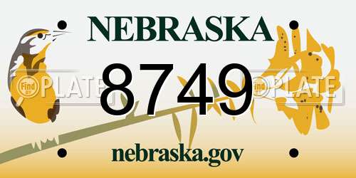 8749 Nebraska License Plate