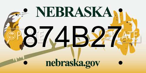 874B27 Nebraska License Plate