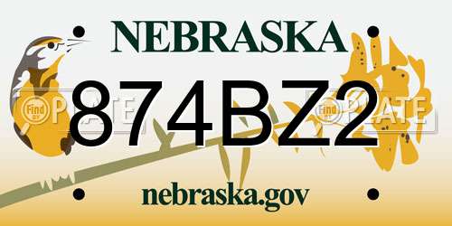 874BZ2 Nebraska License Plate