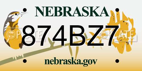 874BZ7 Nebraska License Plate
