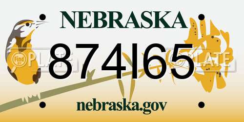 874I65 Nebraska License Plate