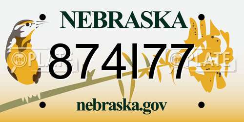 874I77 Nebraska License Plate