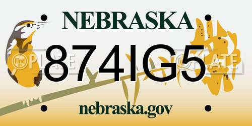 874IG5 Nebraska License Plate
