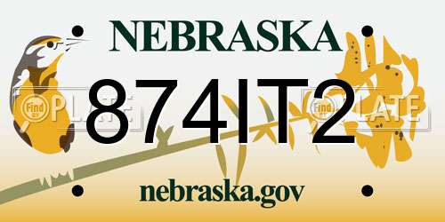 874IT2 Nebraska License Plate