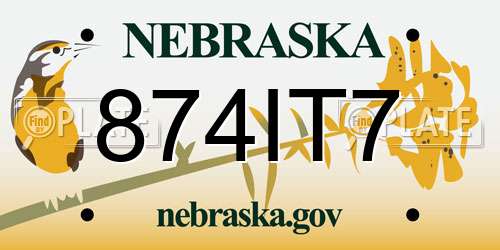 874IT7 Nebraska License Plate