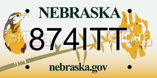 874ITT Nebraska License Plate