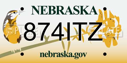 874ITZ Nebraska License Plate
