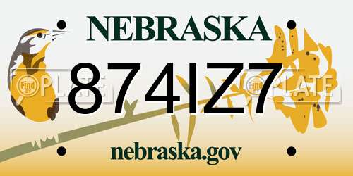 874IZ7 Nebraska License Plate