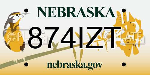 874IZT Nebraska License Plate