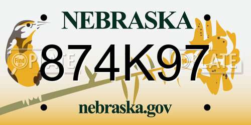 874K97 Nebraska License Plate