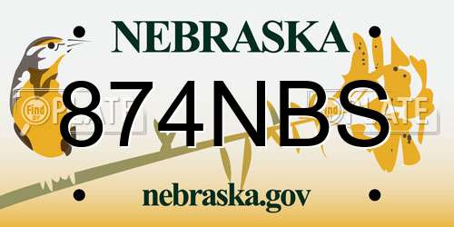 874NBS Nebraska License Plate