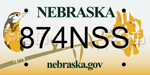 874NSS Nebraska License Plate