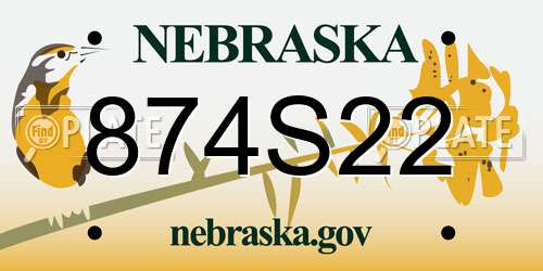 874S22 Nebraska License Plate