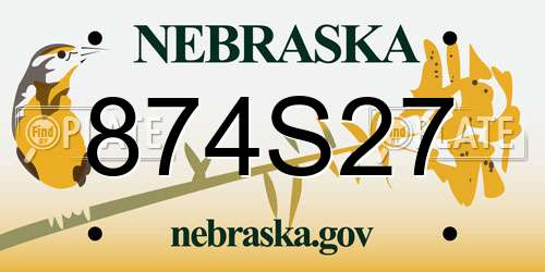 874S27 Nebraska License Plate