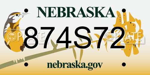874S72 Nebraska License Plate