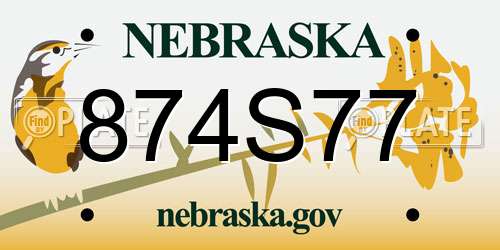 874S77 Nebraska License Plate