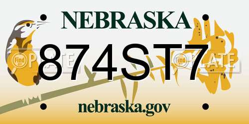874ST7 Nebraska License Plate