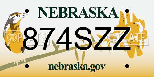 874SZZ Nebraska License Plate