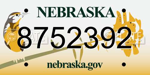 8752392 Nebraska License Plate