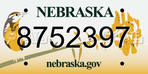 8752397 Nebraska License Plate