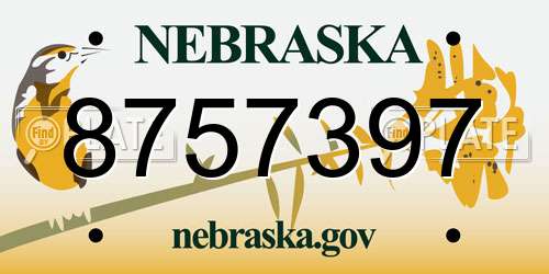 8757397 Nebraska License Plate