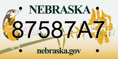 87587A7 Nebraska License Plate
