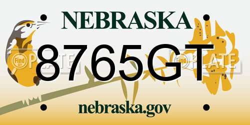8765GT Nebraska License Plate