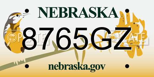 8765GZ Nebraska License Plate