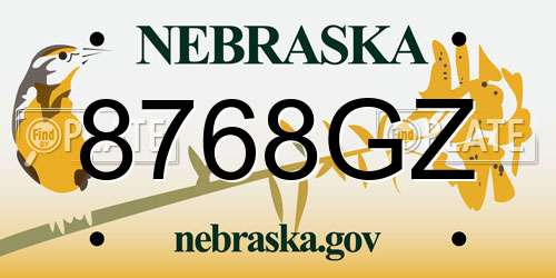 8768GZ Nebraska License Plate