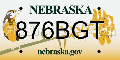 876BGT Nebraska License Plate