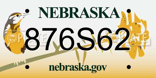 876S62 Nebraska License Plate