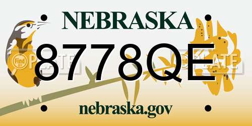 8778QE Nebraska License Plate