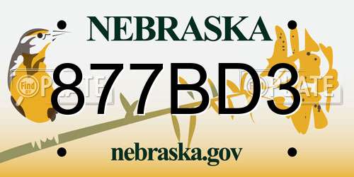877BD3 Nebraska License Plate