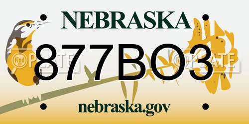 877BO3 Nebraska License Plate