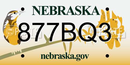877BQ3 Nebraska License Plate