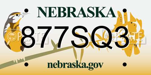 877SQ3 Nebraska License Plate