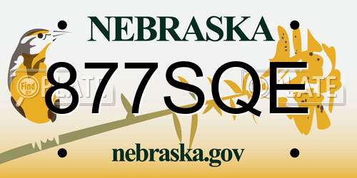 877SQE Nebraska License Plate