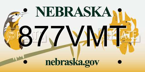 877VMT Nebraska License Plate