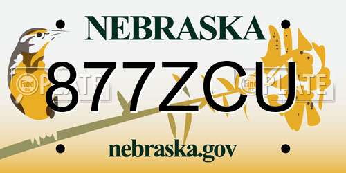 877ZCU Nebraska License Plate