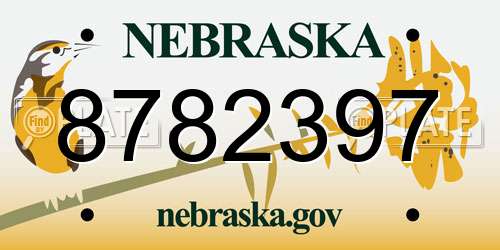 8782397 Nebraska License Plate